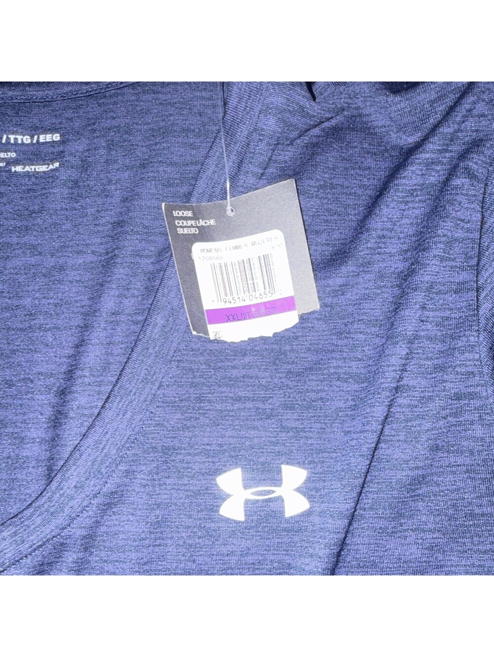 Under Armour HeatGear Women's V-Neck Short Sleeve T-Shirt 2XL Blue Loose A302 - Picture 6 of 8